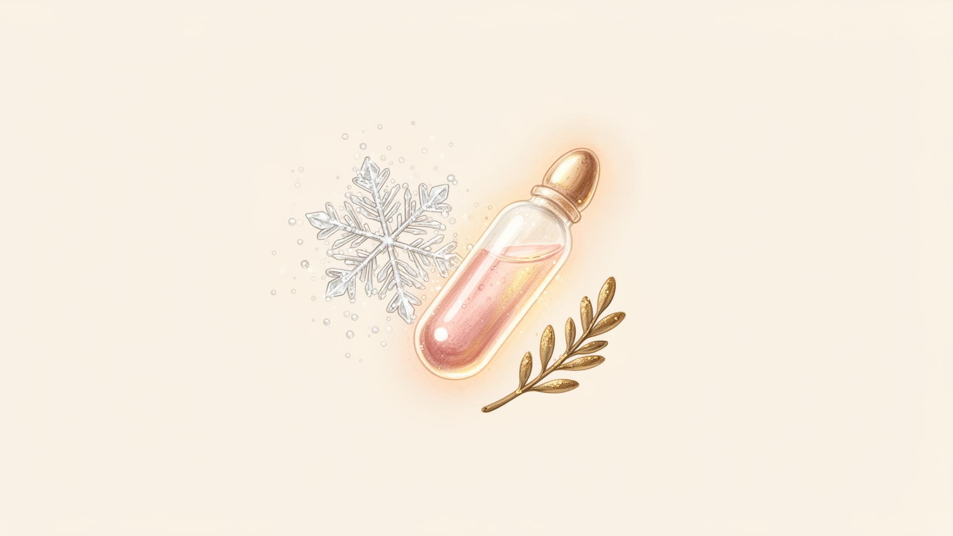 香槟金色冻卵瓶与雪花,象征单身女性在香港冻卵的合规路径